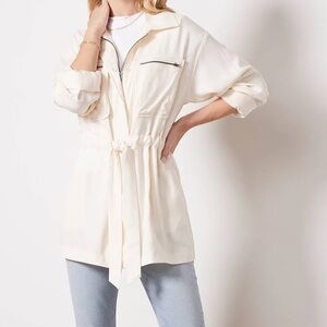 MONROW Off-White Lyocell Safari Jacket Size Medium